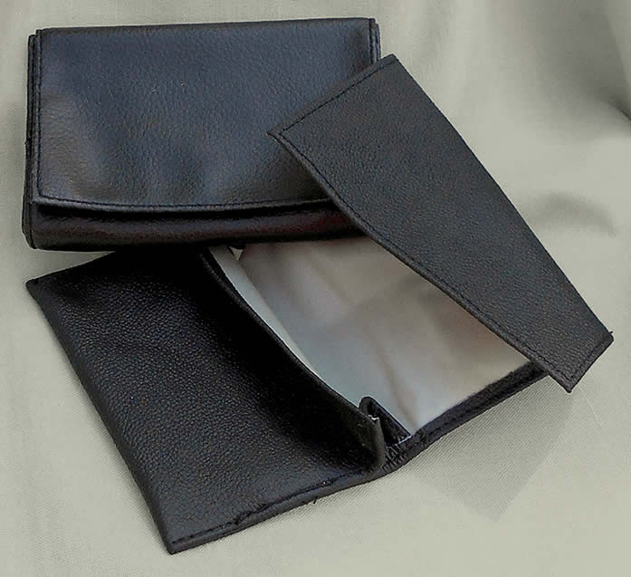 Synthetic and Leather Soft Black Roll-up Pouches